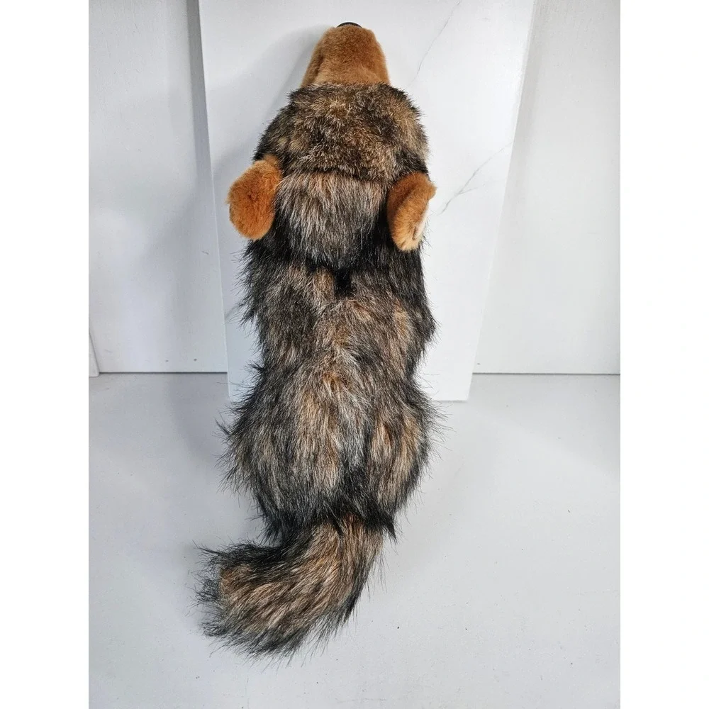 Douglas Cuddle Toy Howling Wolf Plush Stuffed Animal Brown Black 2016 Sitting